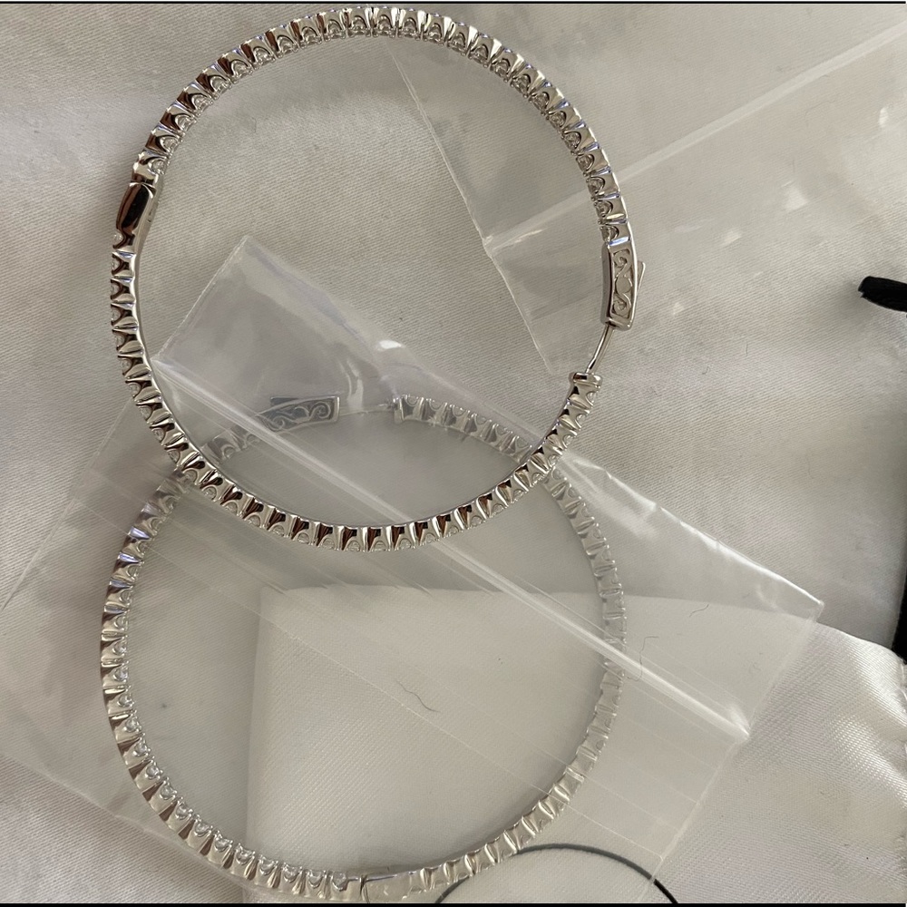 Never worn faux diamond hoops